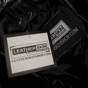 Leather skin black motorcycle jacket